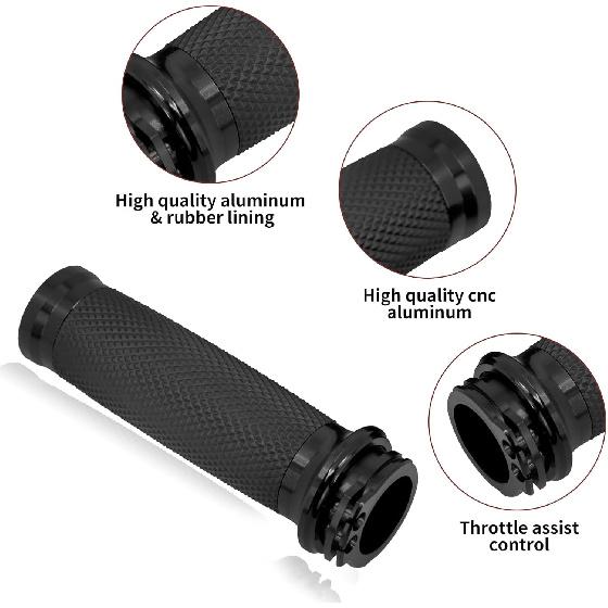 HDBUBALUS Motorcycle Black Hand Grips 1 Inch Handlebar Grips Universal Fit for Harley Softail Touring Dyna Sportster XL883 1200 XR VRSC