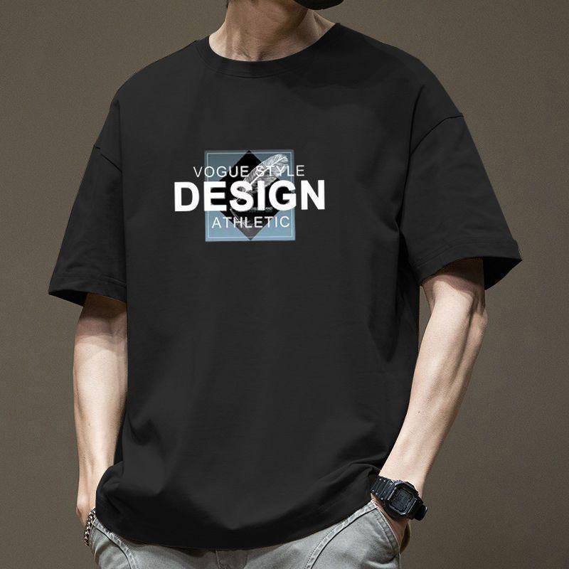 Simple T-shirt Men's Print Summer Trendy Printed Cotton Short Sleeved Loose Trendy Breathable T-shirts