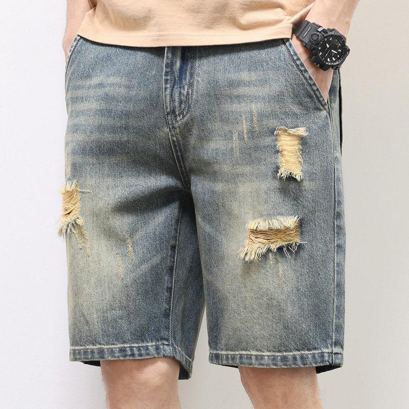 Summer Men Cargo Denim Shorts Men Slim Loose Fashion Brand Casual Five Point Short Pants Plus Size