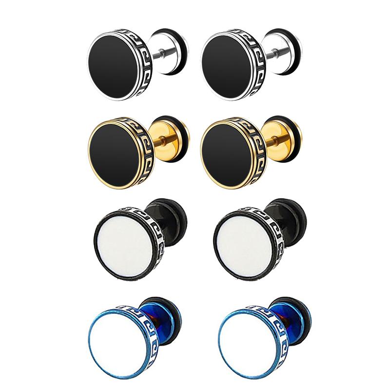 Ohrringe mit Muster der Chinesischen Mauer Edelstahl-Creolen für Damen und Herren