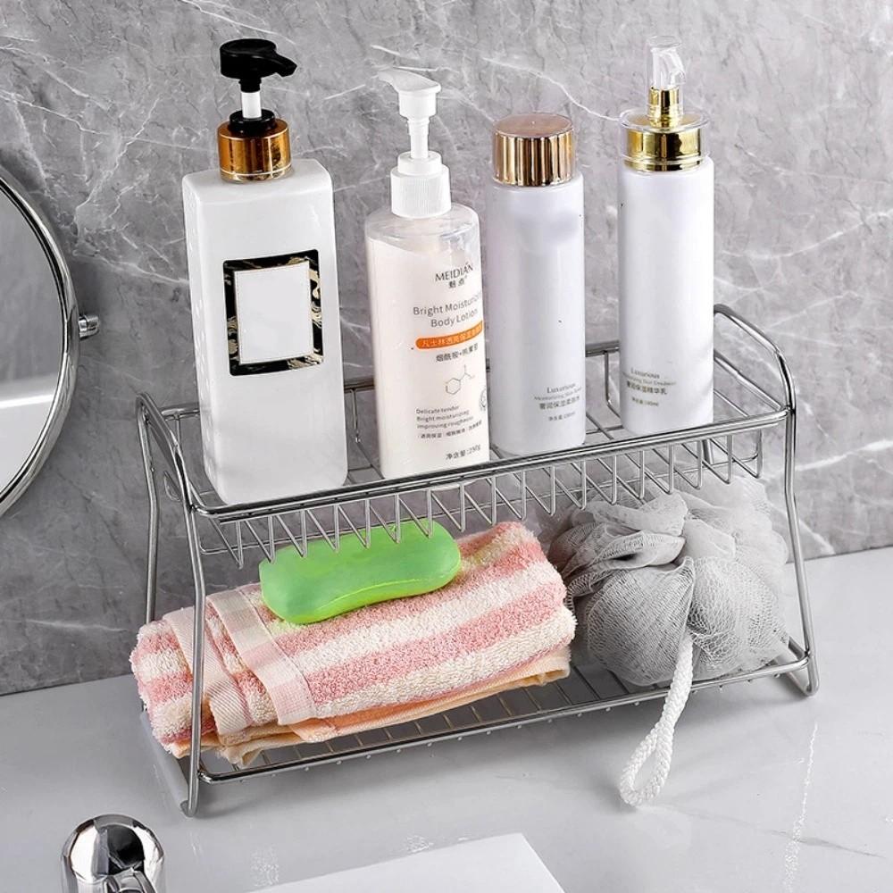 Space Saving Hollow Drain Basket Stainless Steel Kitchen Rack New Storage Shelf  Kitchen