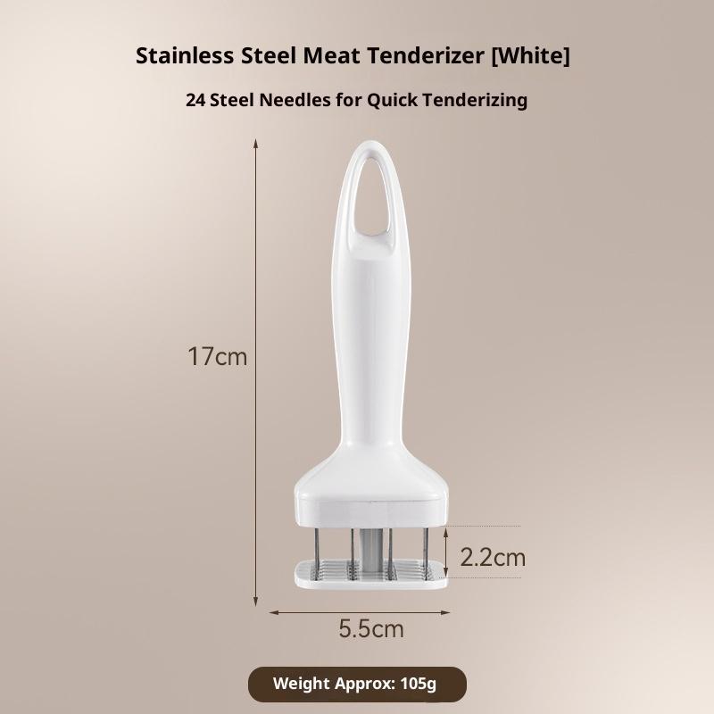 Stainless Steel Meat Tenderizer With Sharp Needles Automatic Rebound Handle For Kitchen Bbq Steak Prep