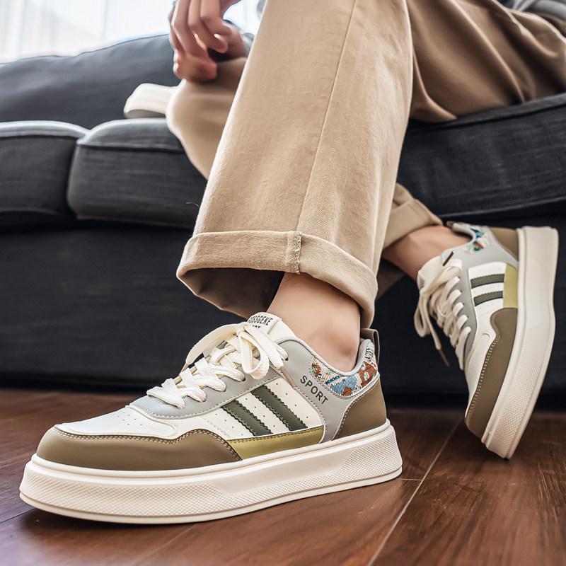 New Spring Casual Board Shoes, Youth Leather Surface Sports Thick Sole Increase