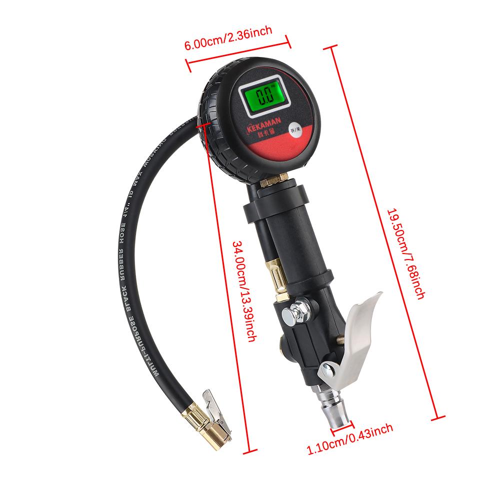 Car Digital Inflator Hose Tire Pressure Gauge High Precision Valve Nozzles Tyre Tester Monitor for Motorcycle Bike Auto Truck