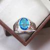 Blue Topaz Oval Cut Gemstone With 925 Sterling Silver Ring For Men's #A896 JL375669058336