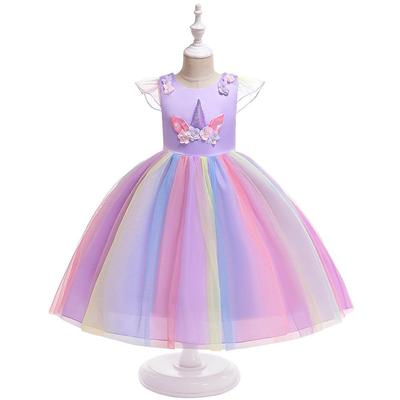 Kids' Unicorn Rainbow Princess Dress for Special Occasions