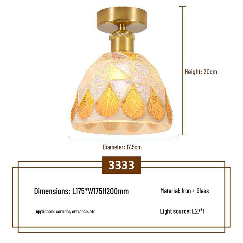 Colorful French Retro Glass Bedside Pendant Lamp Full Spectrum Three-Color