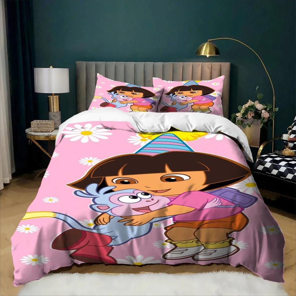 Cartoon Cute D-Dora Bedding Set 3Pcs Anime Duvet Cover Set 3D Digital Print For Girls Kids Boy Girl Bed Home Textile
