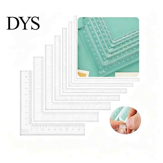 Professional Paper Crafting Gauges 7Pcs/Set Acrylic L-Shaped Positioning Ruler, Tool with Centimeter Scale, 7 Border Offset Rulers Sizes Square Ruler