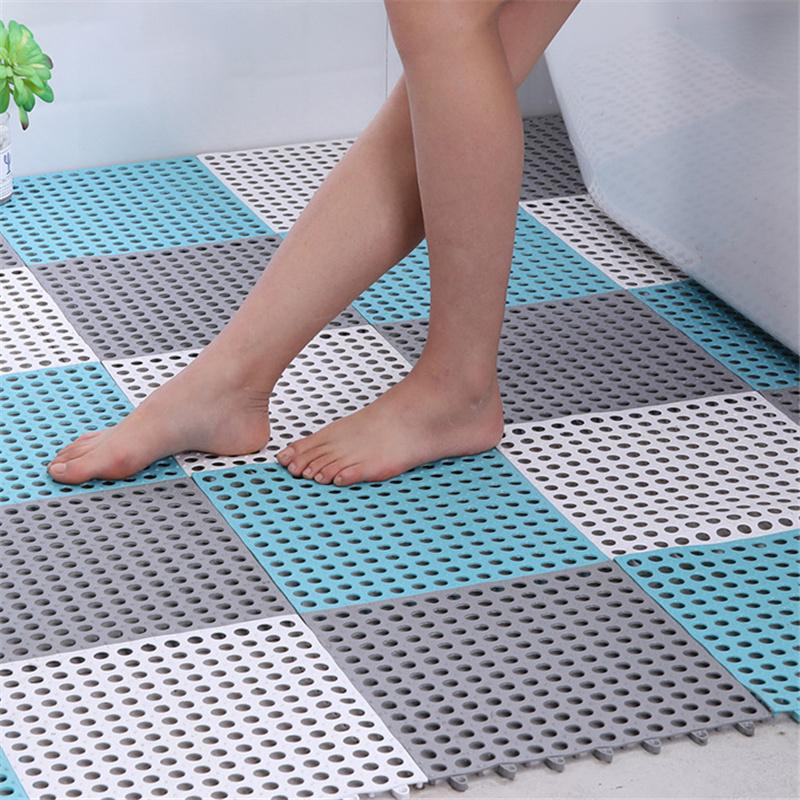 30X30cm Bathroom Non-slip Mat Kitchen Bath Shower Toilet Plastic Waterproof Spliced Patchwork Floor Mat