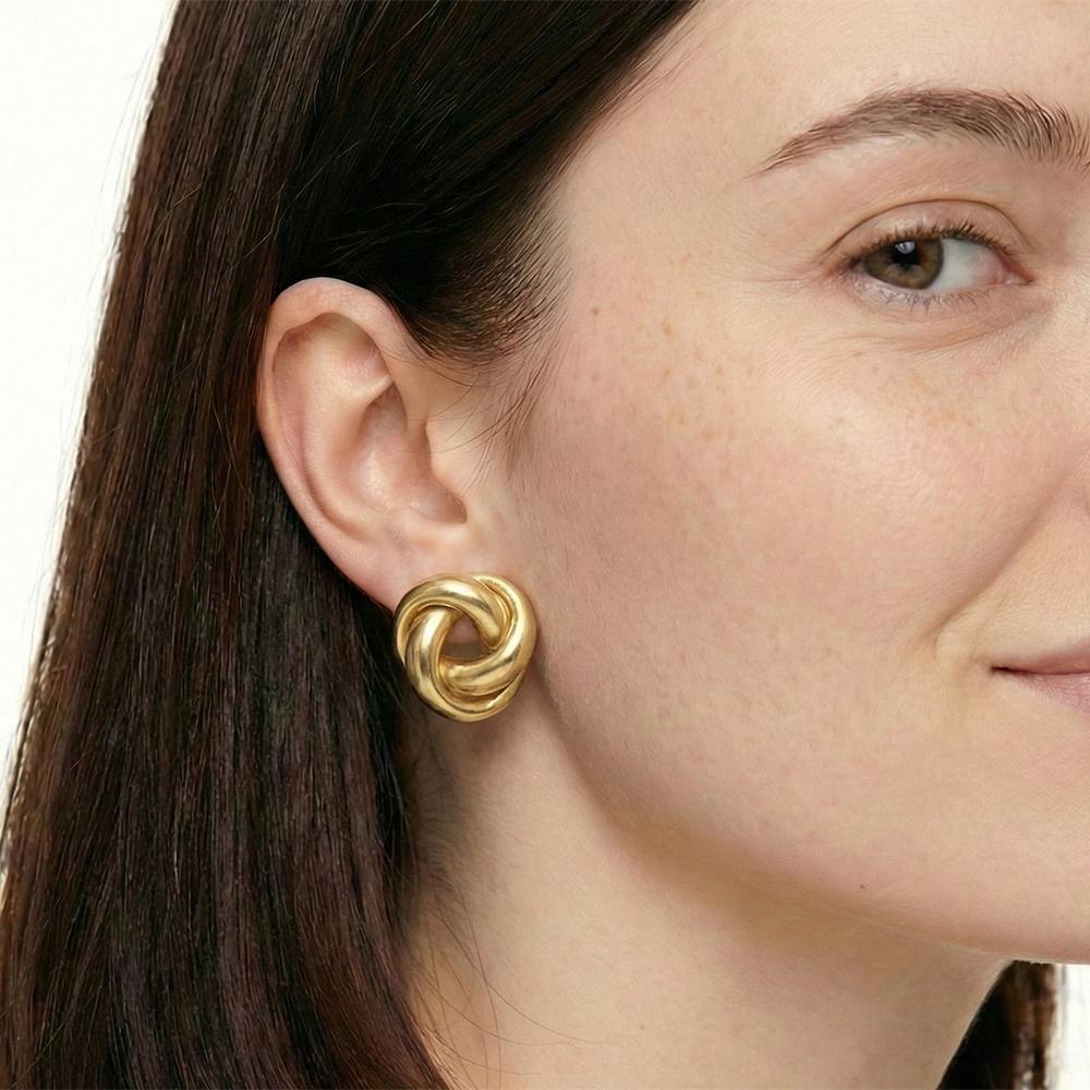 Chunky Gold Earrings Vintage Gold Statement Stud Earrings for Women Lightweight Trendy Knot Geometric Dangle Drop Earring Jewely
