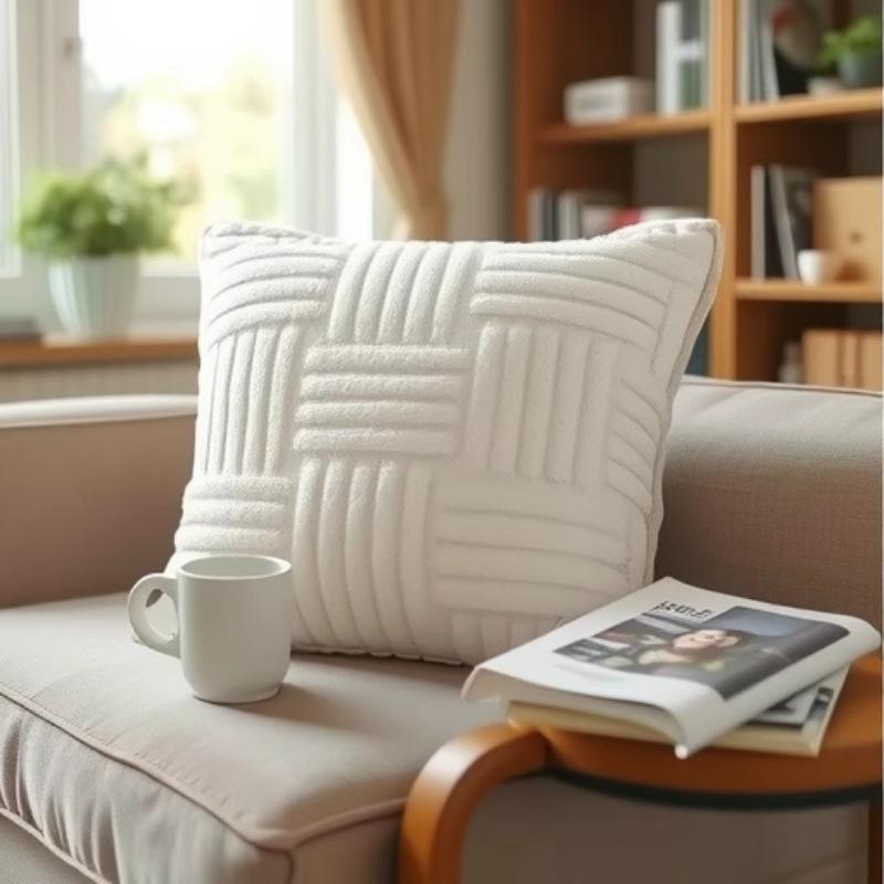 

Бархатная наволочка Снежинка Плюшевая наволочка Однотонная Декоративная наволочка для диванной подушки Скандинавский стиль Домашняя Спальня Акцентная наволочка 50 x 50cm белый