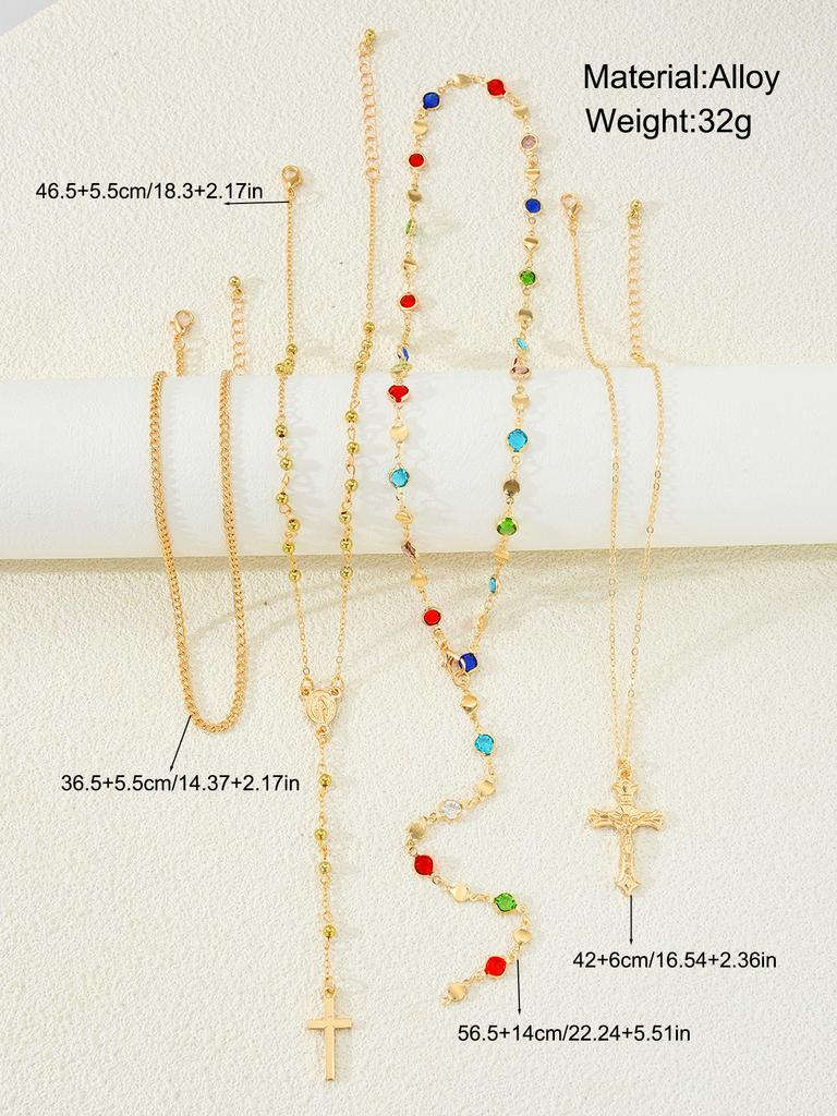 Colorful Cross Multi Layer Necklace Shiny Fashion Jewelry For Women Men Elegant High Quality Accessory