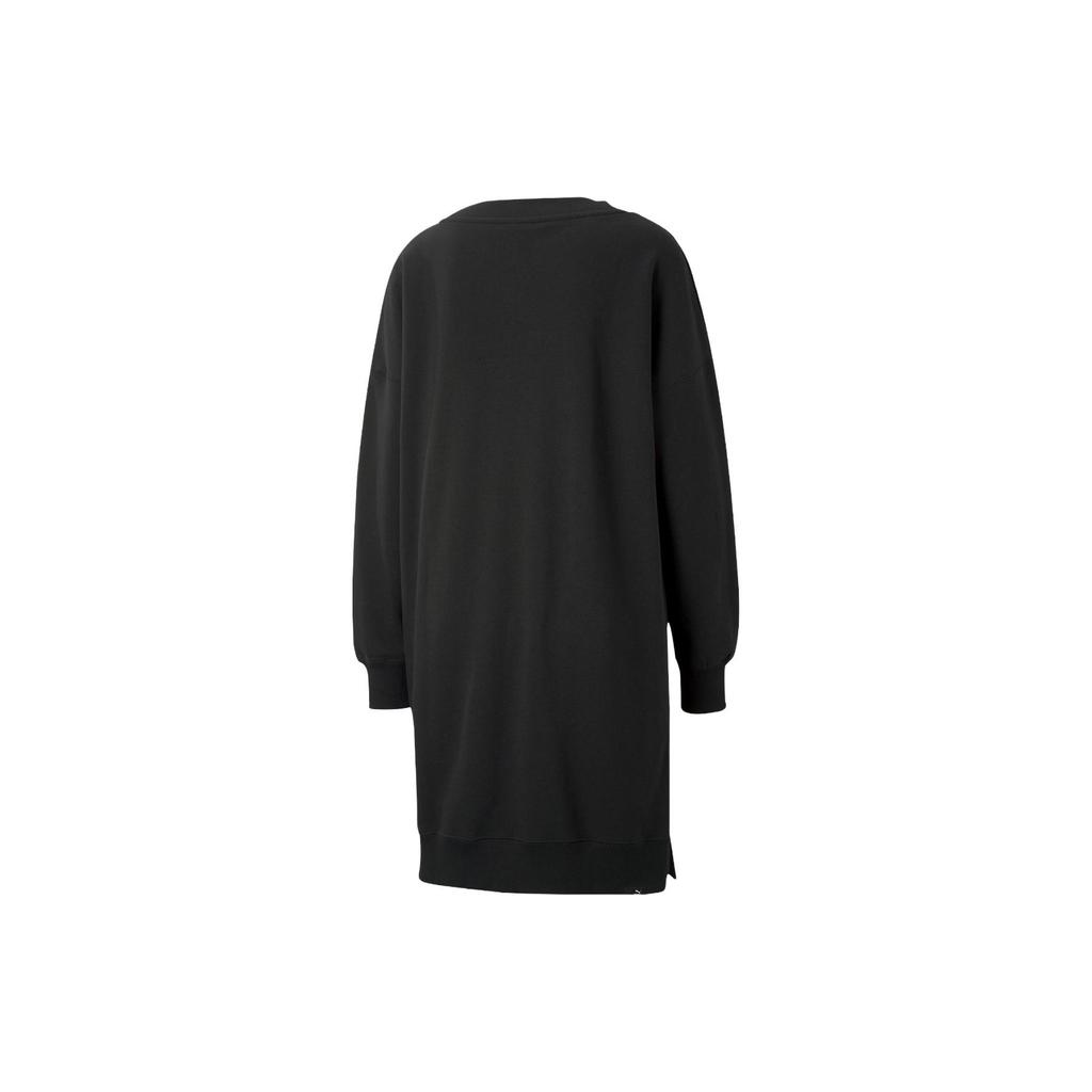 PUMA Long Sleeved Dresses Women's Black V Neck Moderate Mid Length 535406-01