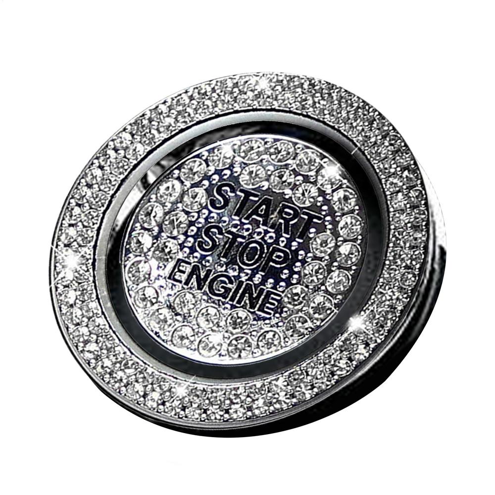 Push Start Button Cover Decoration Ring Decals Rhinestone Precision Adhesive Push To Start Button Cover For Women Men Girls