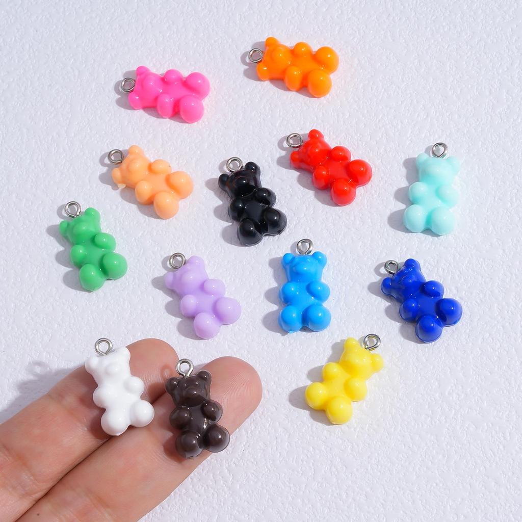Colorful Transparent Bear Resin Pendant for DIY Jewelry and Keychains