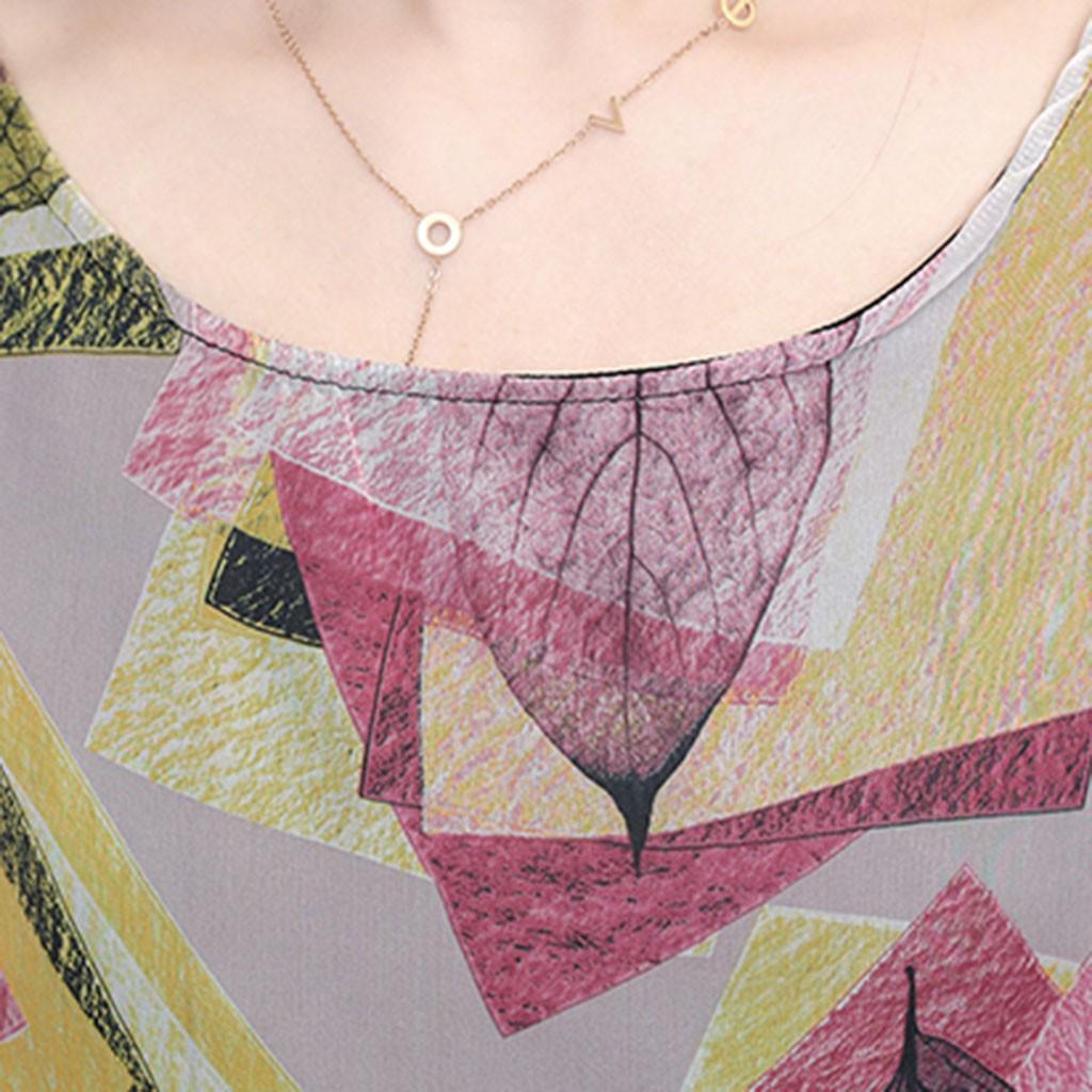 Women's  Printing Chiffon Blouse Summer  Short Sleeve  Shirt