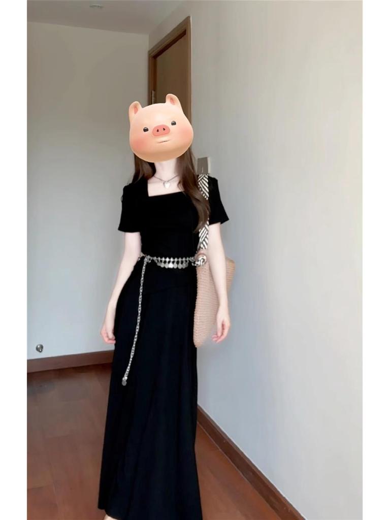 2026 Graues Petite Französisches High-End Langes Sommerkleid für Damen