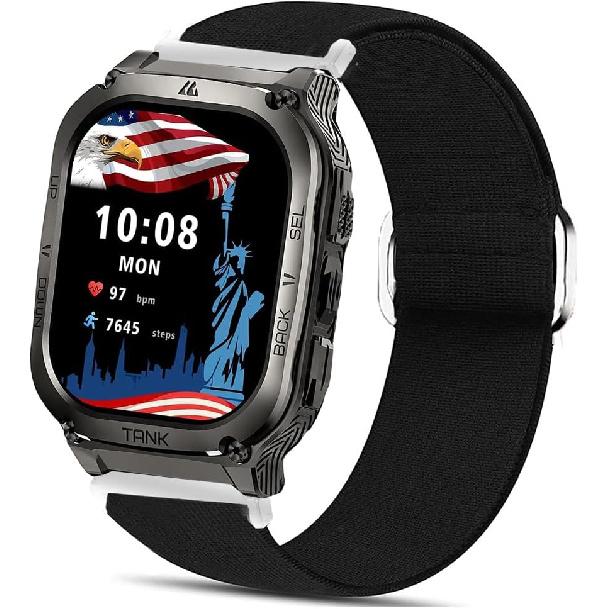 Compatible for AMAZTIM Smart Watch Bands, Lamshaw Stretch Elastics Nylon Adjustable Replacement Strap Accessories for Men & Women Compatible for