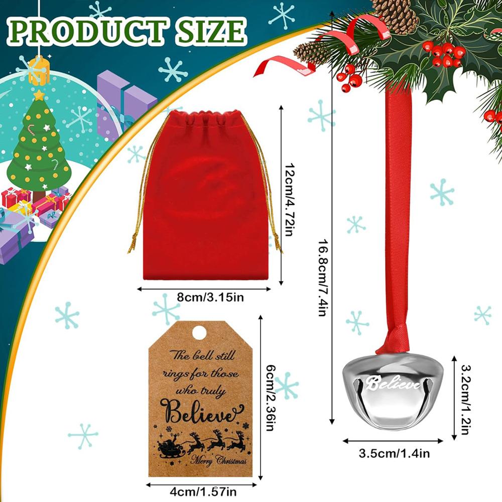 The Polar Santa Sleigh Bell Gift Reindeer Bell Christmas Believe Bell Ornaments Bulk Xmas Party Gifts Favors Red Velvet Bag