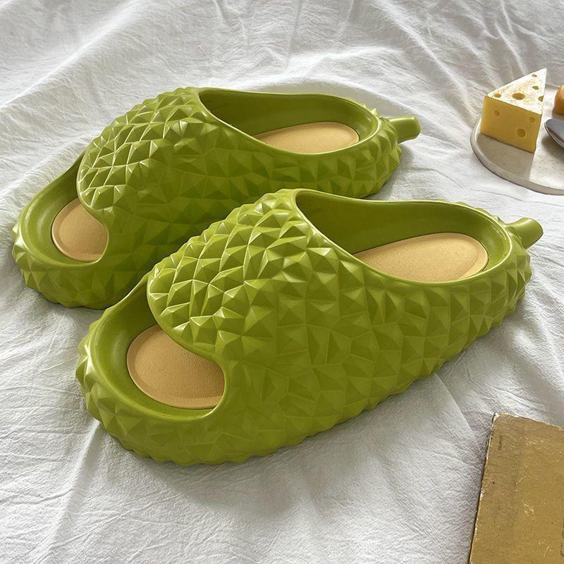Ins Durian Thick-soled Slippers Women's New Summer Wear Non-slip Indoor Home Soft Bottom Cool Slippers Men