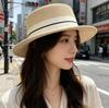 Flat top hat Xia Du Internet celebrity vacation beach hat women flat edge French straw sunshade sunscreen hat white top hat