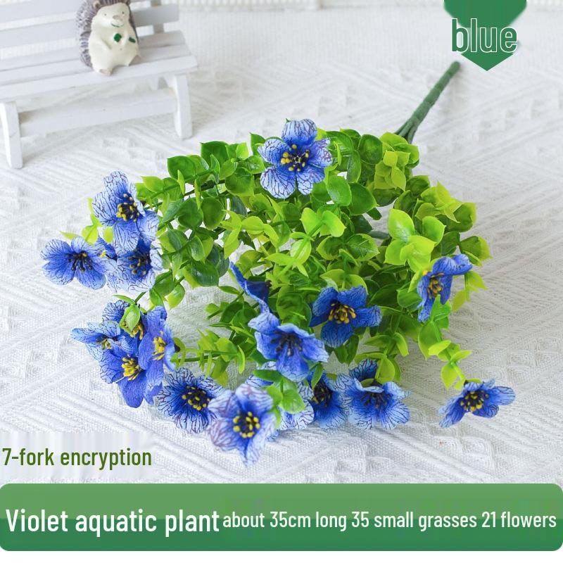 7-Fork Eucalyptus Leaves Violet Artificial Silk Flower Decoration for Dining Table