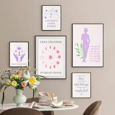 Law of Attraction Prints Daily Affirmation Manifest Quote Canvas Painting Manifest Wall Art Positivity Self Care Pictures