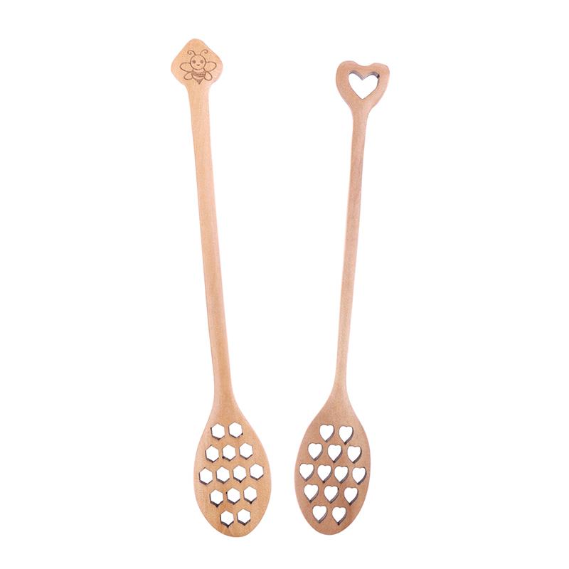 Wooden Honey Spoon Handmade Honey Stirrer Long Handle Cooking Baking Tool Kitchen Tableware Scoop Coffee Honey Tea Spoon Stirrer