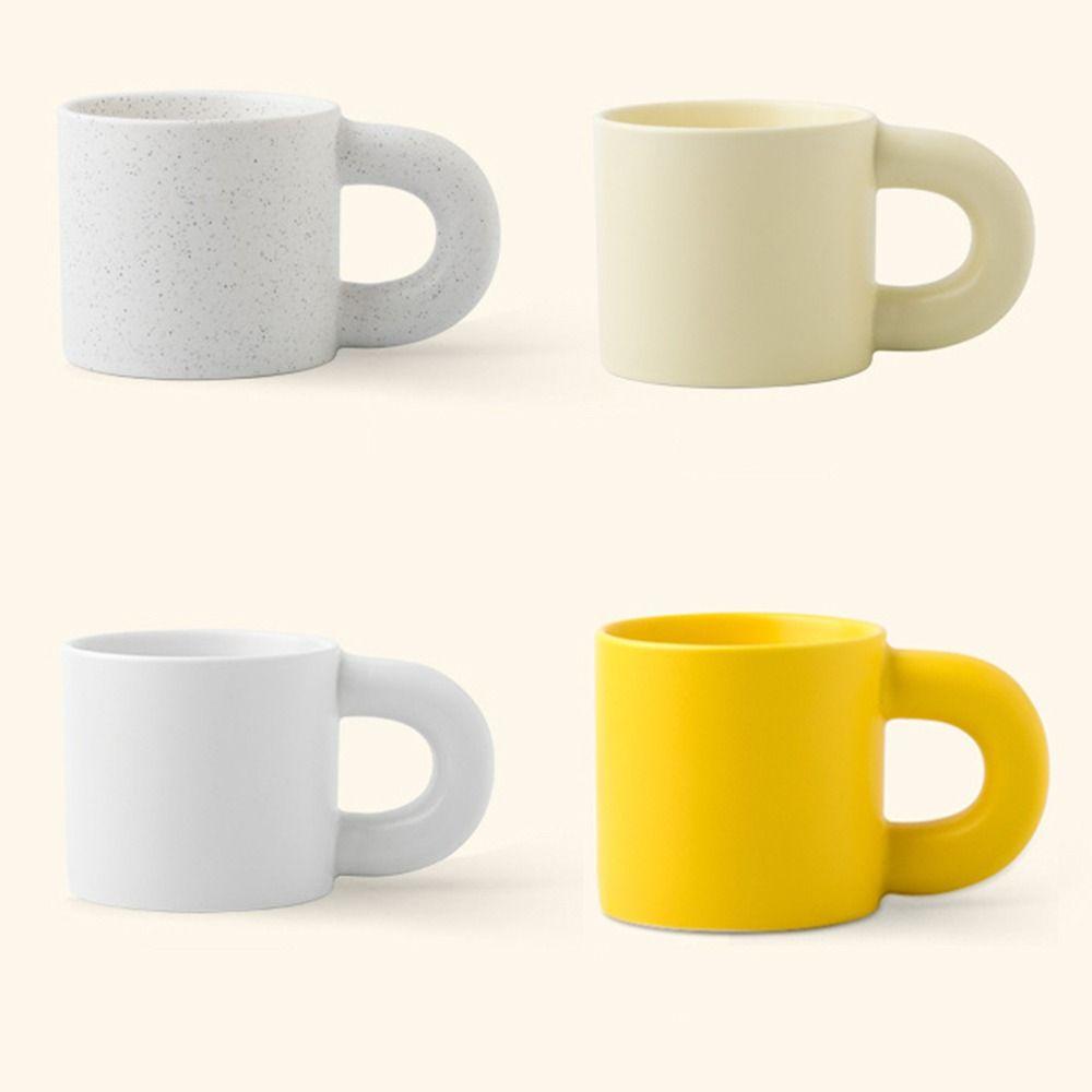 Ceramic Novelty Cups Fat Round Handgrip Milk Container Durable Cute Fat Handle Cup  Juice