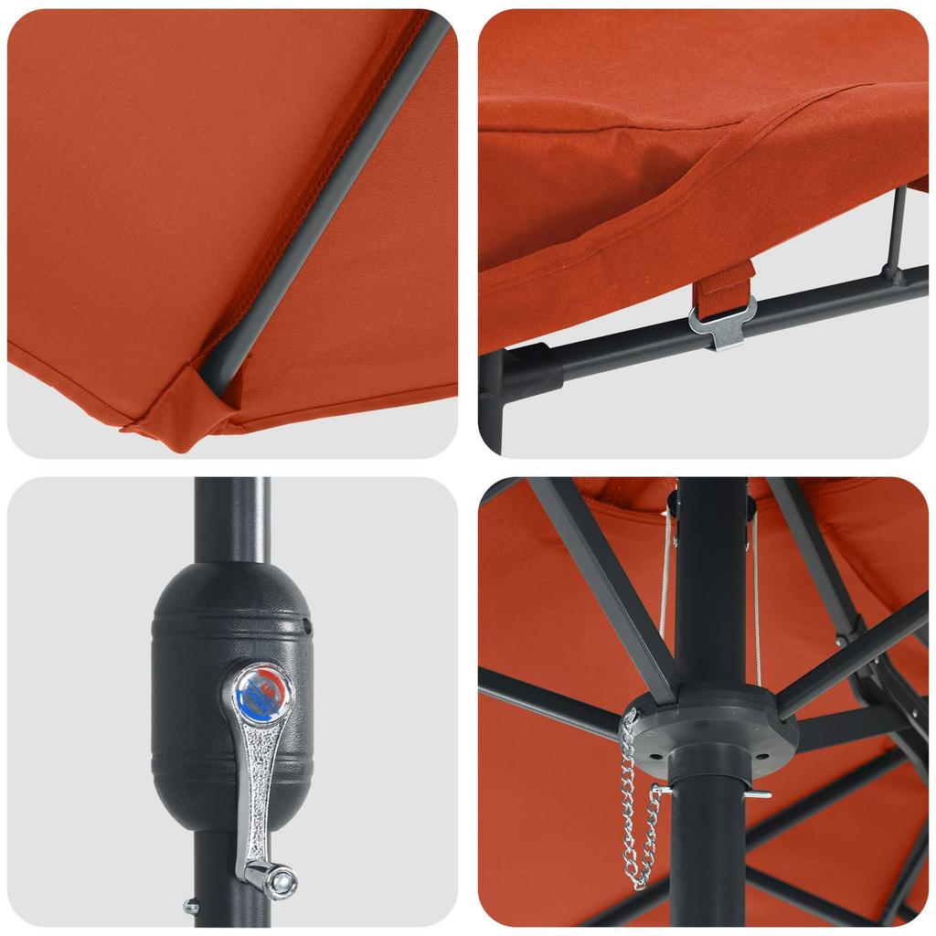 Garden Sun Umbrella Terracotta 385 X 209 X 244 Cm Polyester