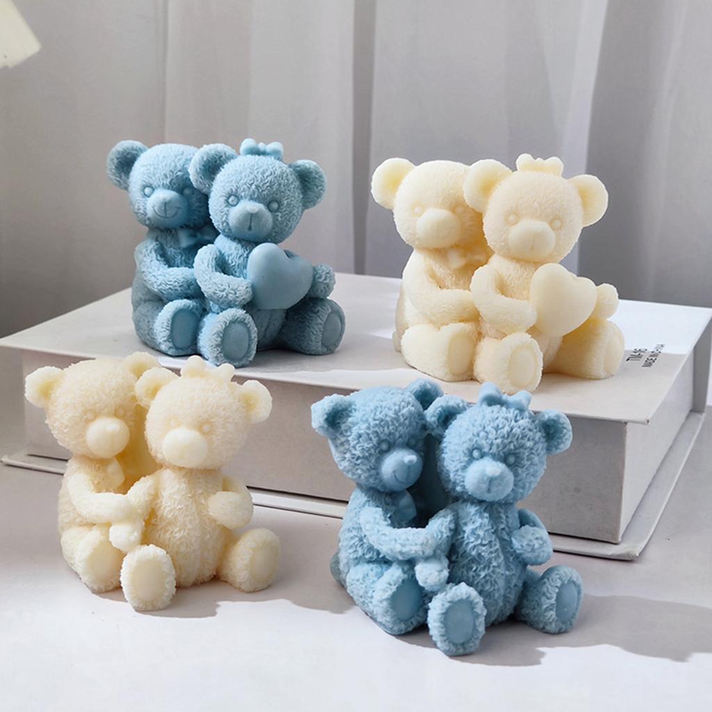 Epoxy Handmade Soap Mold Lovers Bear Decoration Candle Mold for DIY Decoration Making Soap Candle Melt Resin Clay