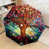 Automatic Folding Umbrella with Auto-Open/Close Button, 8-Rib Compact Portable Design & Sturdy Frame - Color-Changing Tree-lik