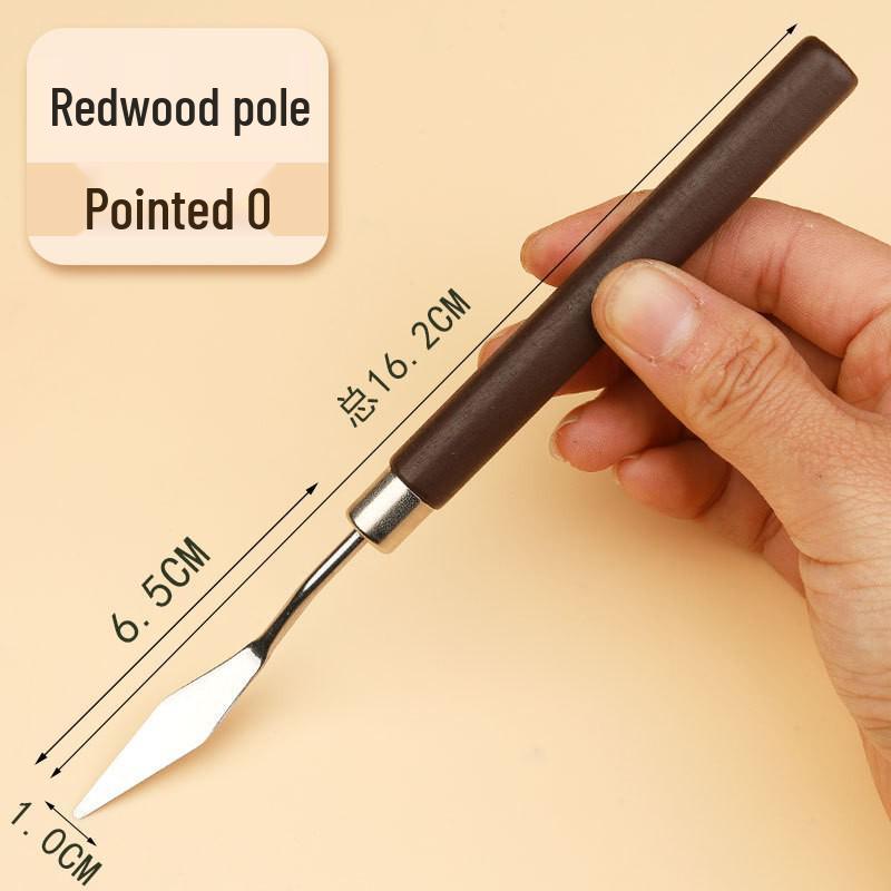 Stainless Steel Pigment Palette Knife Set for Oil Painting - Flat & Pointed Heads, Wooden Handles