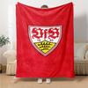 VfB Stuttgart Football Club Flannel Blanket, Red Shield Logo Print Throw Blanket, Soft Warm Sofa Bed Blanket for Soccer Fans Home Decor Gift