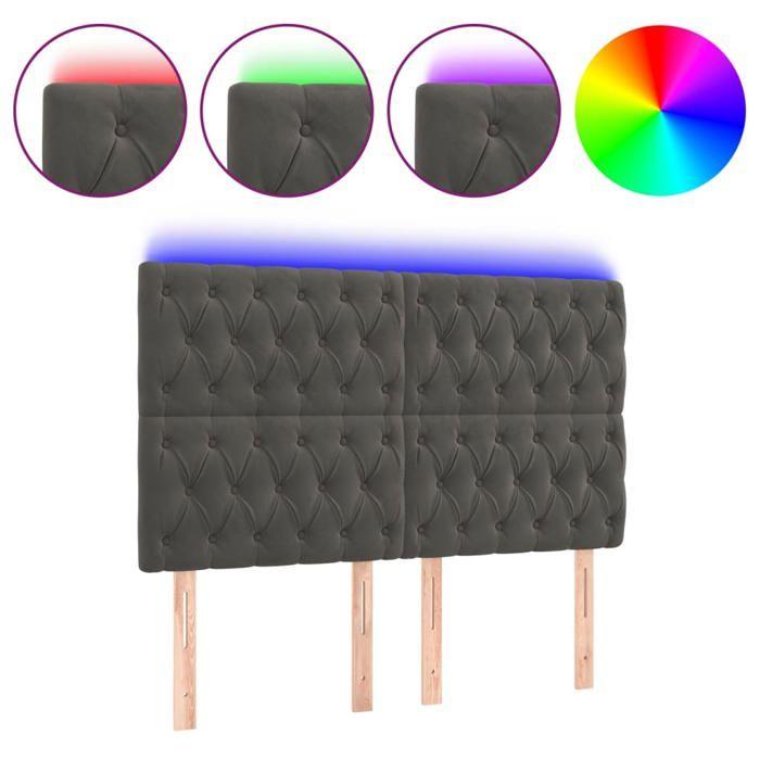 VidaXL LED Headboard Bedroom Furniture Double Bed Accessory Head of Bed Frame Interior Dark Grey 3122809