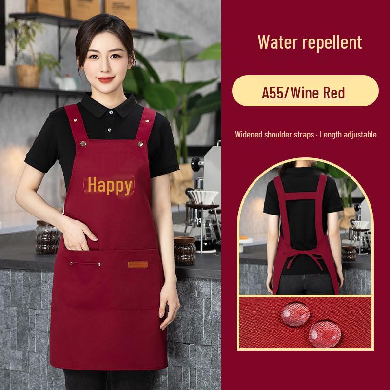 Waterproof Red Apron with Logo for Weddings, 100th Birthdays, and Special Events - Oil-Proof, Festive, Celebratory Design