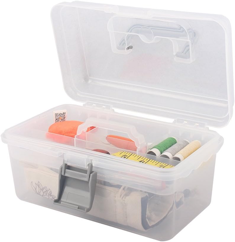 Multipurpose Plastic Storage Container Box With Handle And Latch Lock Clear Gray