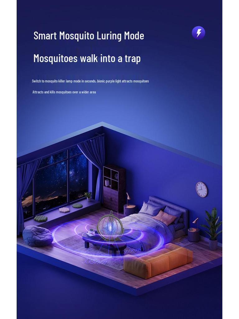 New 4-in-1 Foldable Electric Mosquito Swatter: Rechargeable Telescopic Killer Lamp & Wall-Mounted Swatter.