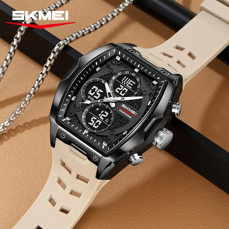 SKMEI 2601 New Business Men's Retro Luxury Digital Electronic Watch Dual Display Waterproof High End Digital Clock Reloj Hombre