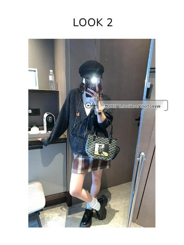 Mochie Early Spring Korean Retro Plaid High-Waist A-line Skirt MQ1094