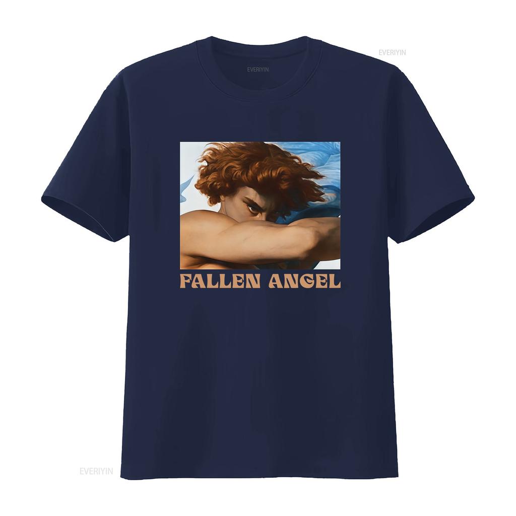 Cool Streetwear Realistic Fallen Angel Red Hair Print Casual T Shirt Vintage Washed Homme Versatile Top For Everyday Wear