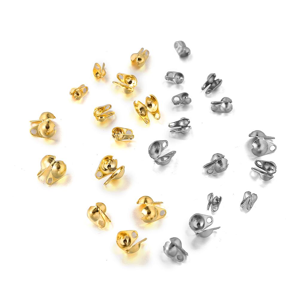 50pcs/lot Stainless Steel  Ball Chain Clasps End Crimping Cover Beads Connector For DIY Jewelry Making Supplie Accessories