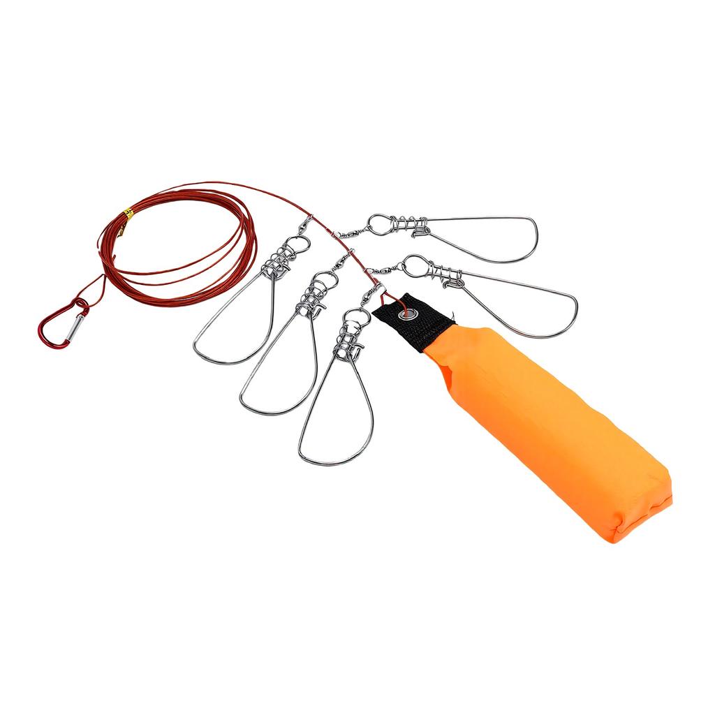 Fishing Stringer Clip 5 Snaps 11.5FT Live Fish Lock Big Fish Wire Rope Cable Fishing Holder with Float for Saltwater