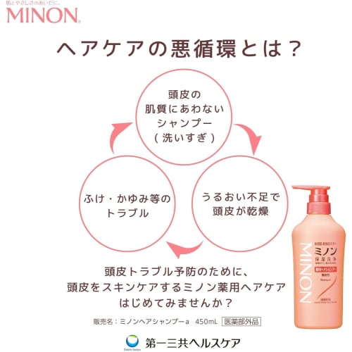 Minon Medicated Hair Shampoo Refill 380mL Set of 2 with Sample Hair Shampoo for Sensitive Skin Itching Dandruff Moisturizing Dryness Weakly Acidic Hyp