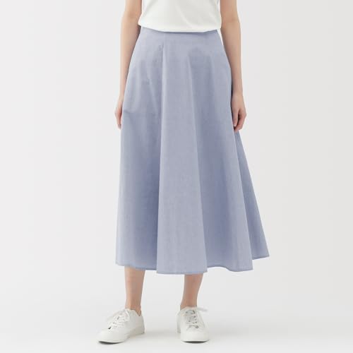 MUJI Women's Cool Flared Skirt, BE1VTA5S, Sax Blue Stripe, Size M