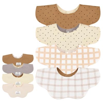 Set of 4 Reversible Baby Smooth Cotton for Girls and Stylish Solid Colors with Petal Perfect for Newborns and Baby Gifts [GoUseGo] Bibs, Fabric,