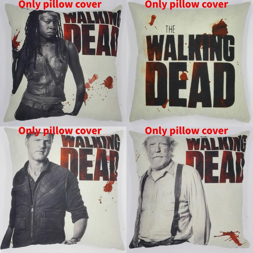 Premium Grey Linen Walking Dead Sofa Pillow Case For Fans Of Zombie Series 45x45cm