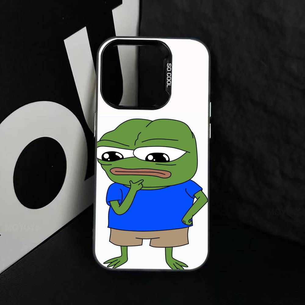 Sad Funny Frog Meme Phone Case For iPhone 17,16,15,14,13,12,11 Plus,Pro Max,XS,Colorful Silver Black Cover