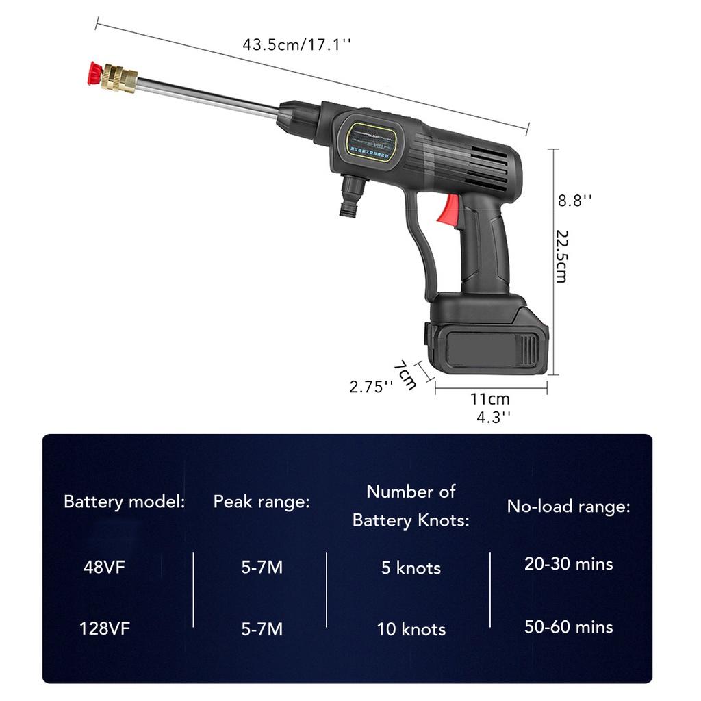 88V Handheld Cordless High Pressure Car Washer Automatic Sprayer Car Washing Machine Cleaner Fit for Battery 1000W